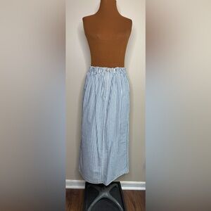 Breeches Striped Blue and White Striped Maxi Skirt Elastic Waist Size 12
